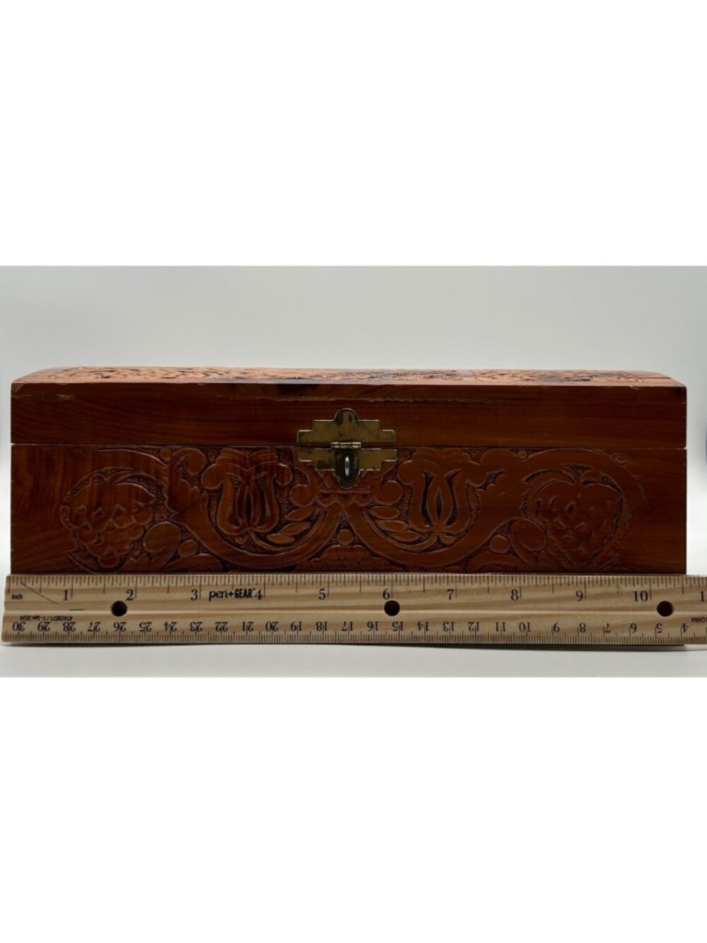 Vintage Handcrafted Wooden Jewelry Keepsake Box Treasure Chest Interior Mirror - Picture 9 of 11
